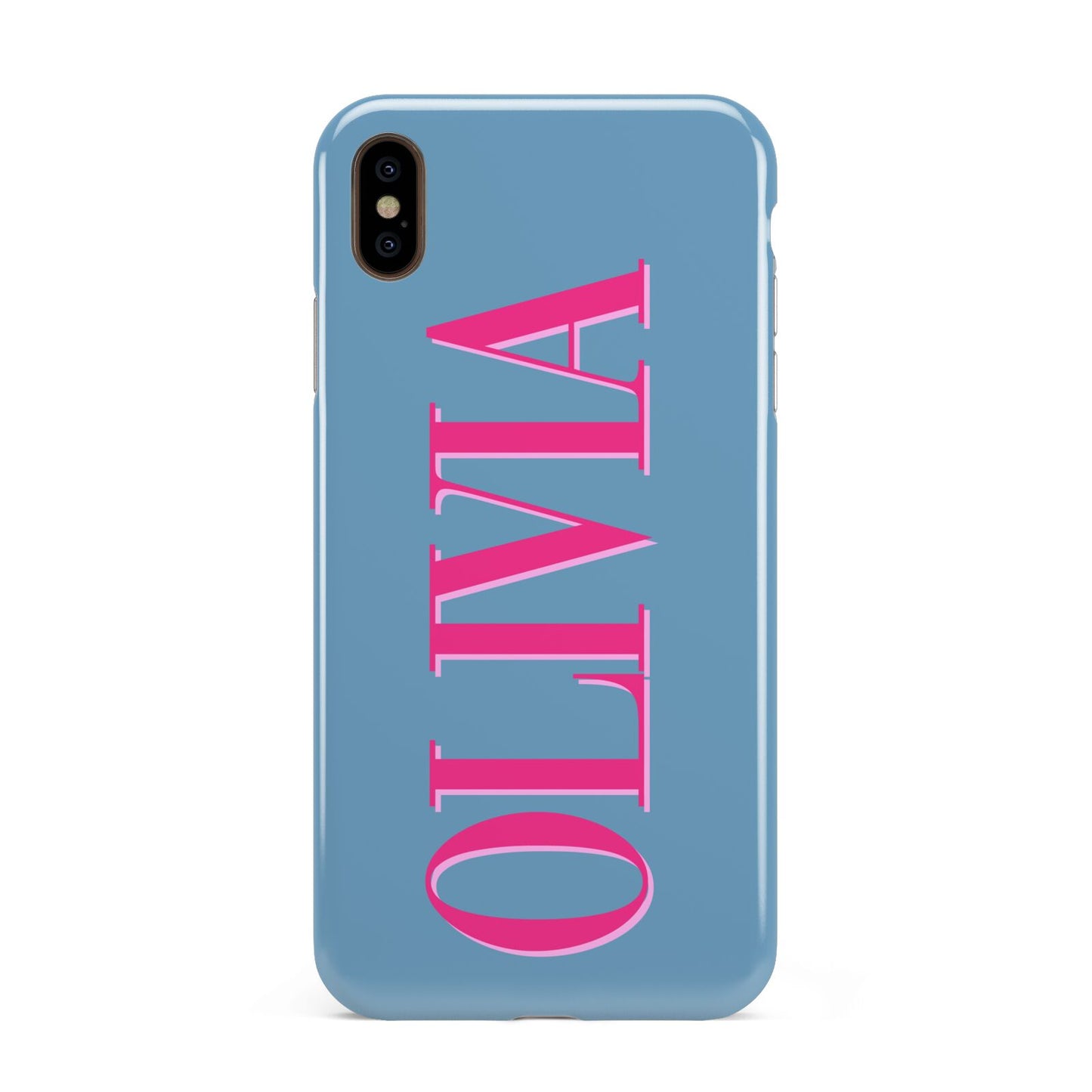 Grey Pink Personalised Name Apple iPhone Xs Max 3D Tough Case