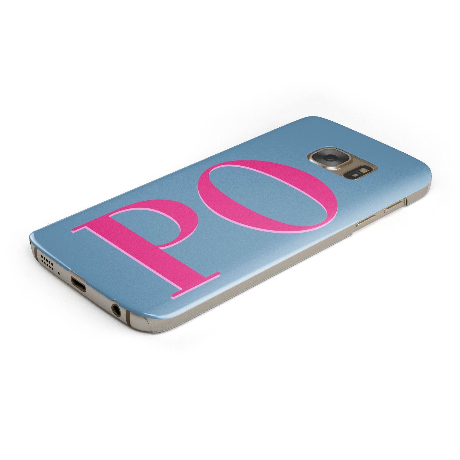 Grey Pink Personalised Name Protective Samsung Galaxy Case Angled Image