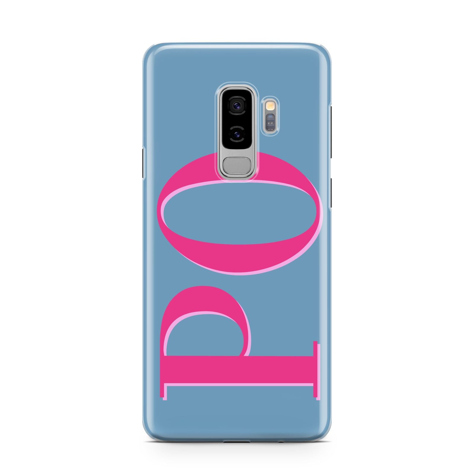 Grey Pink Personalised Name Samsung Galaxy S9 Plus Case on Silver phone