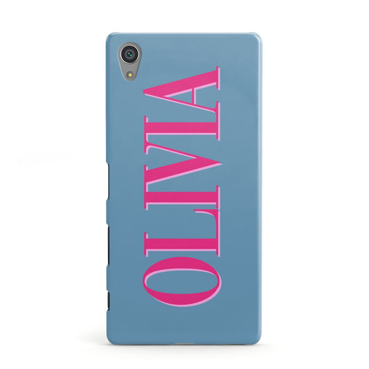 Grey Pink Personalised Name Sony Xperia Case