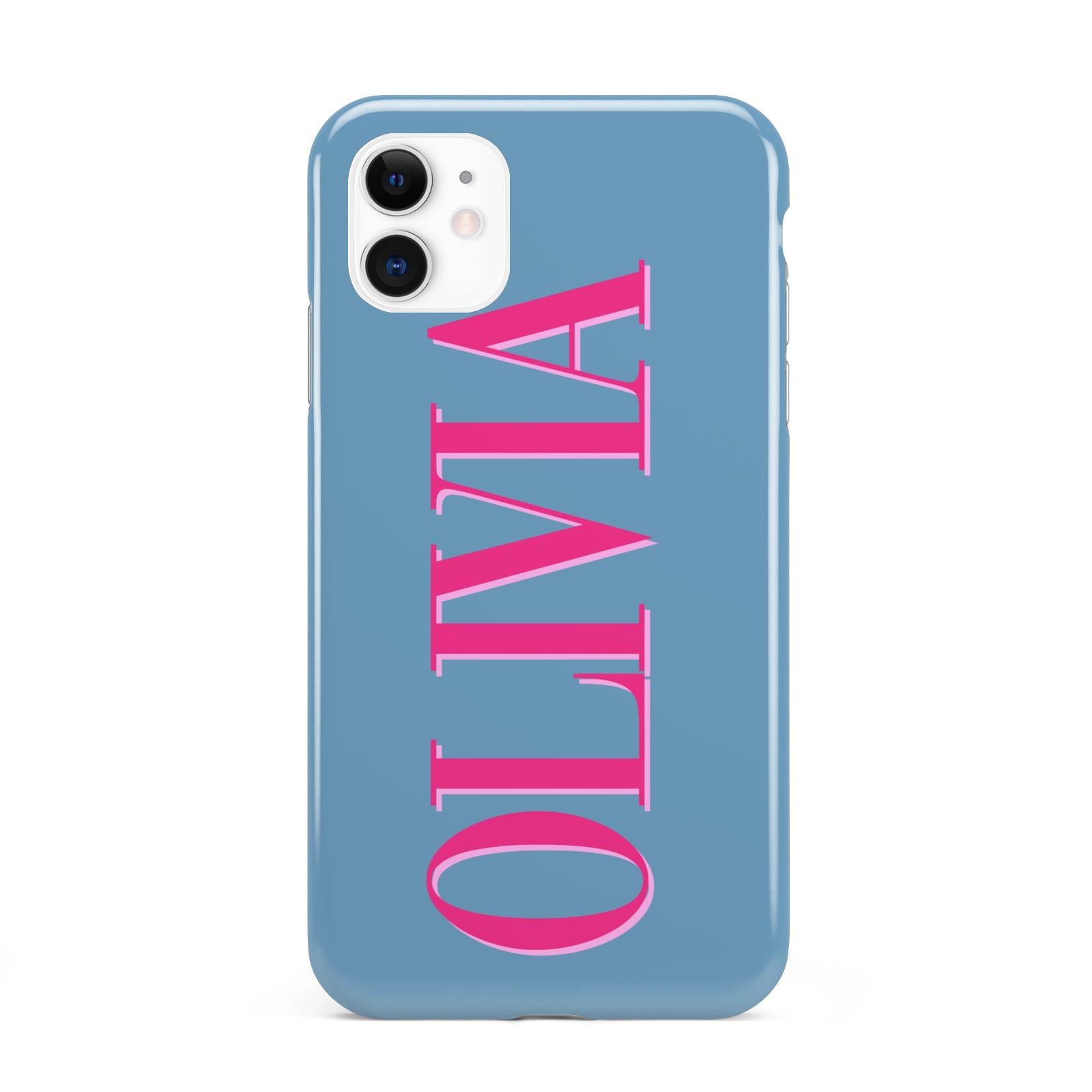 Grey Pink Personalised Name iPhone 11 3D Tough Case