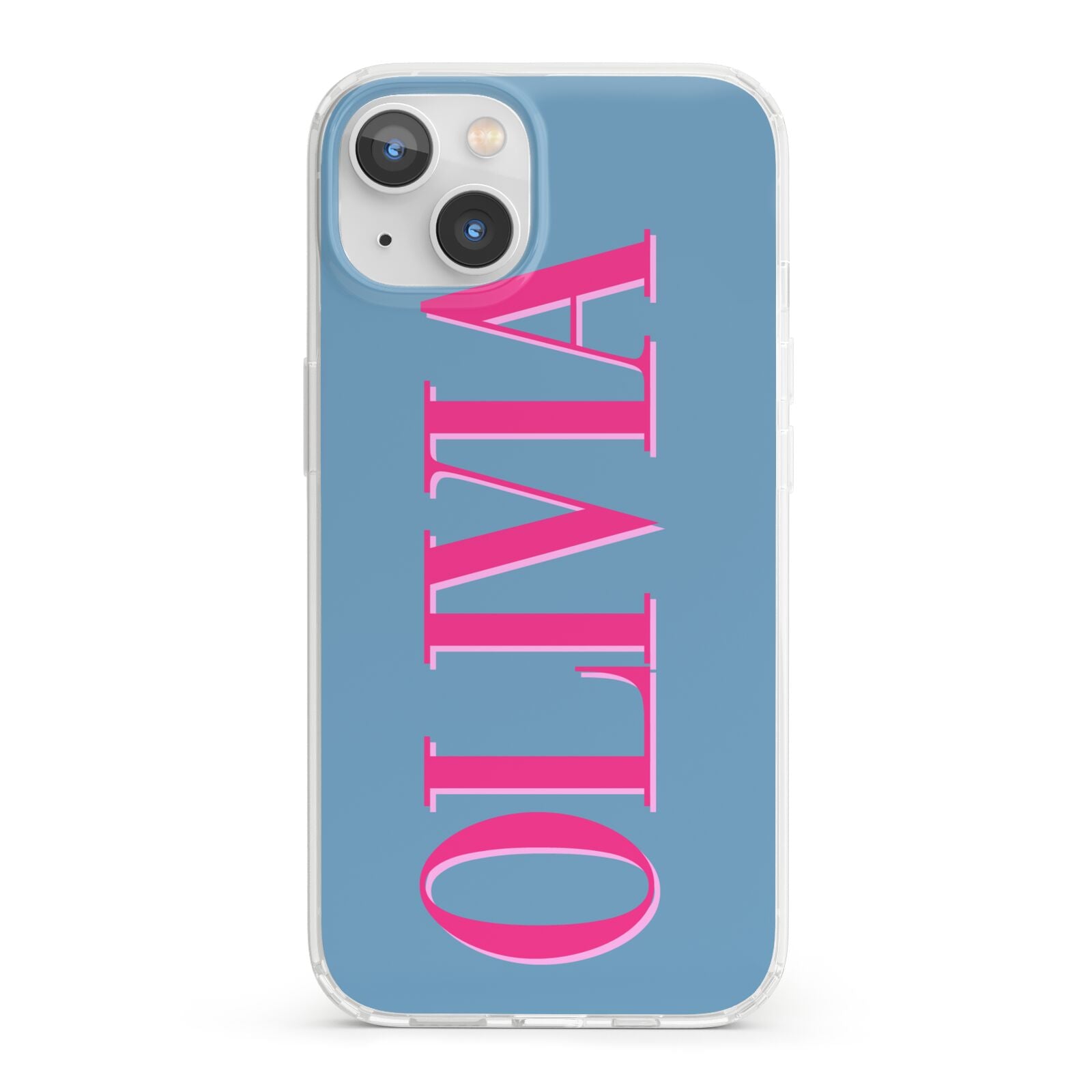 Grey Pink Personalised Name iPhone 13 Clear Bumper Case