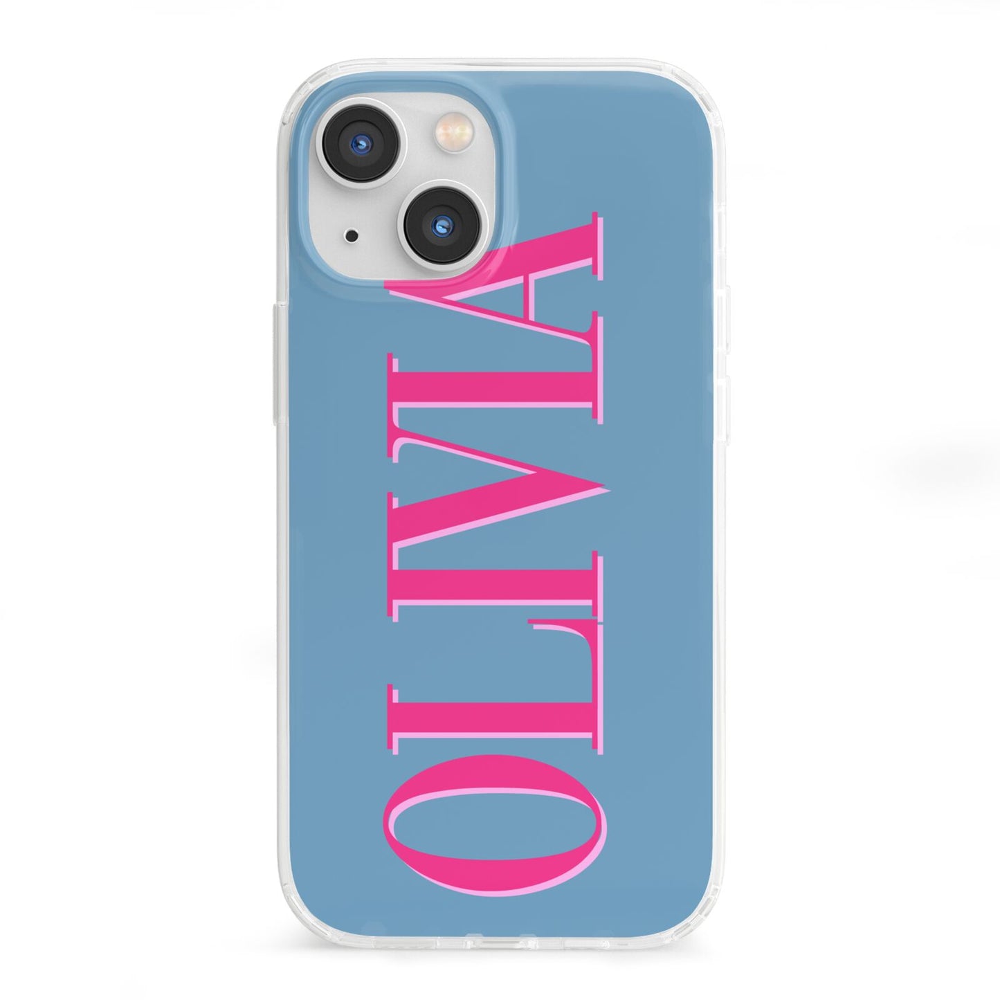 Grey Pink Personalised Name iPhone 13 Mini Clear Bumper Case