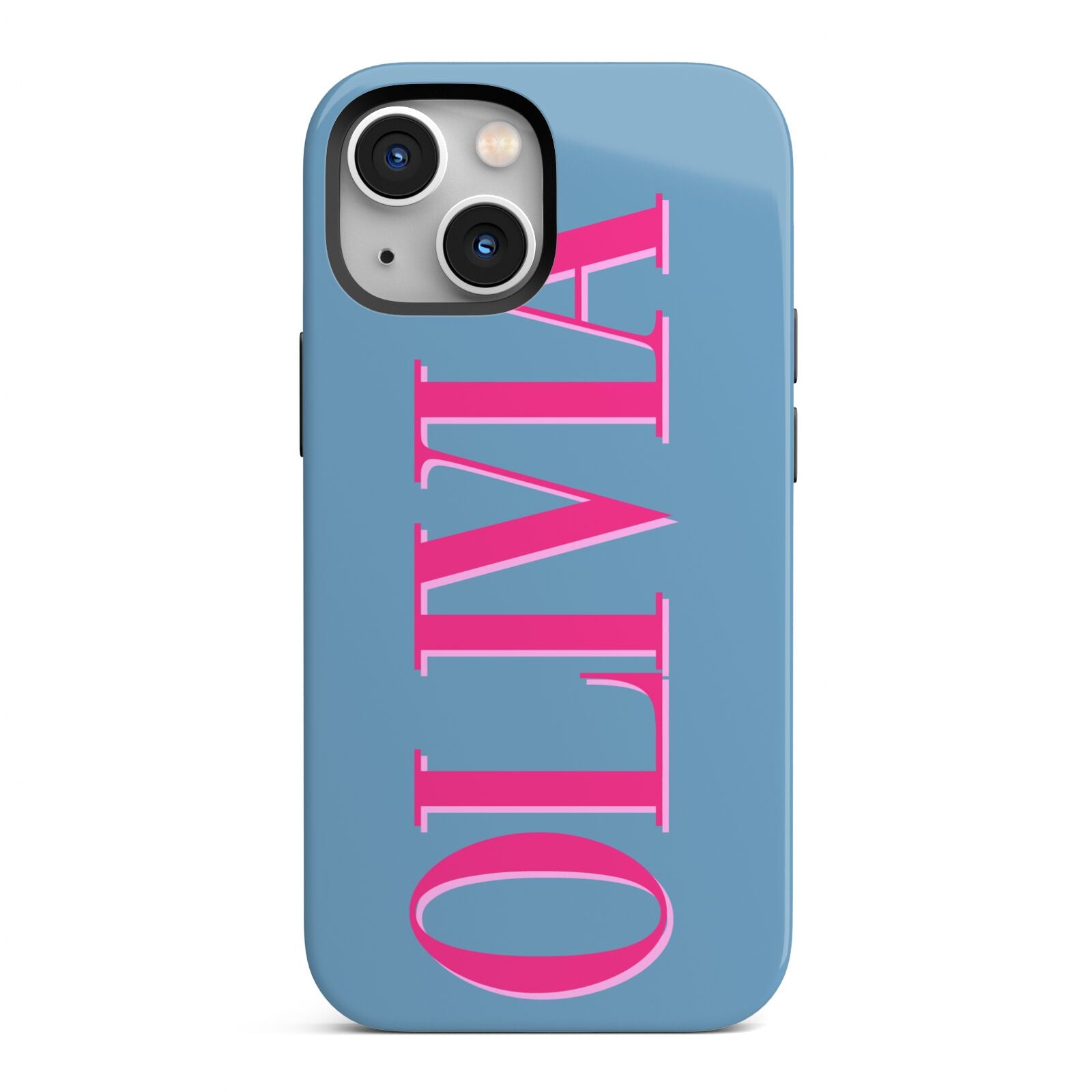 Grey Pink Personalised Name iPhone 13 Mini Full Wrap 3D Tough Case