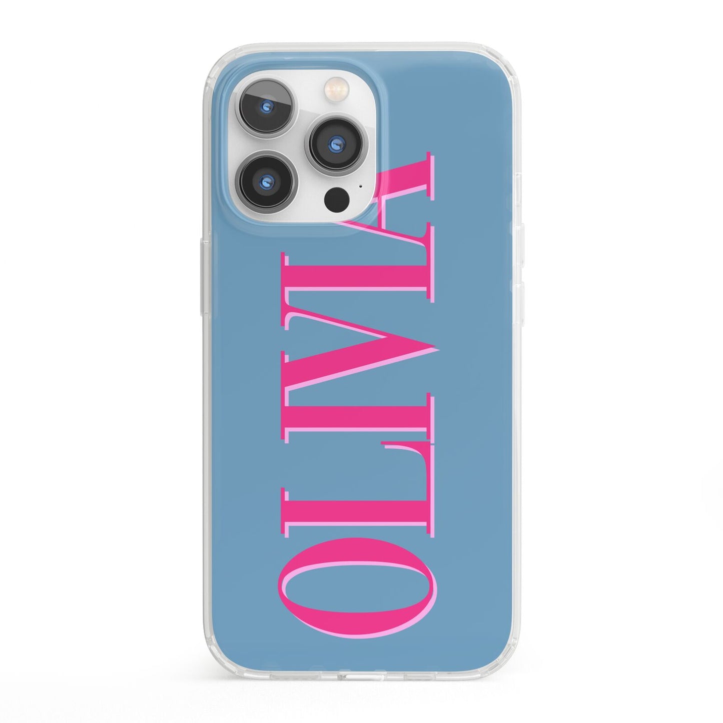 Grey Pink Personalised Name iPhone 13 Pro Clear Bumper Case