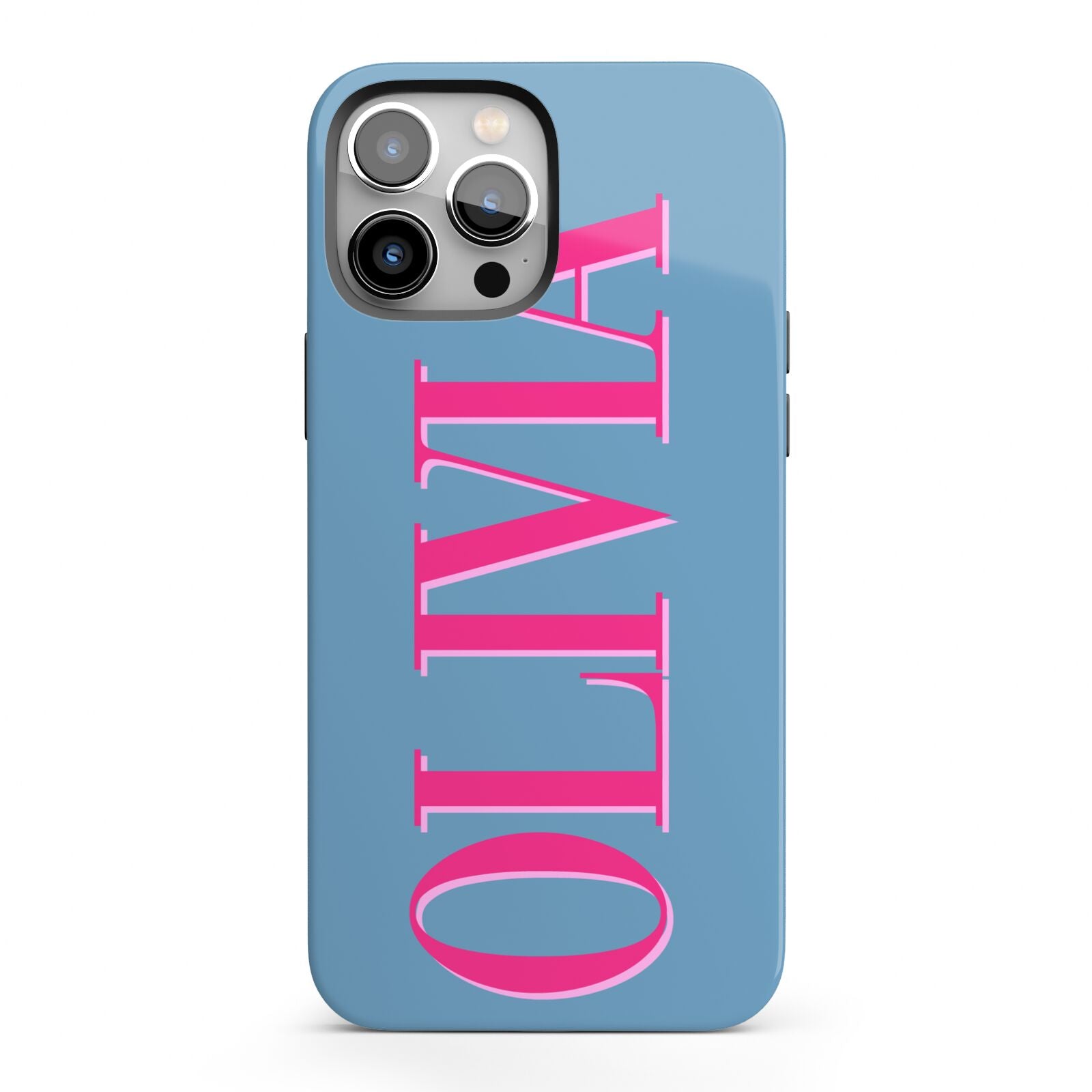 Grey Pink Personalised Name iPhone 13 Pro Max Full Wrap 3D Tough Case