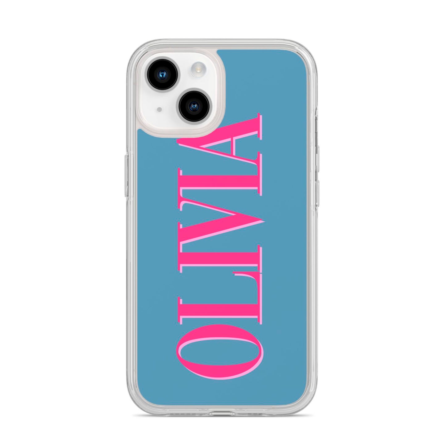 Grey Pink Personalised Name iPhone 14 Clear Tough Case Starlight