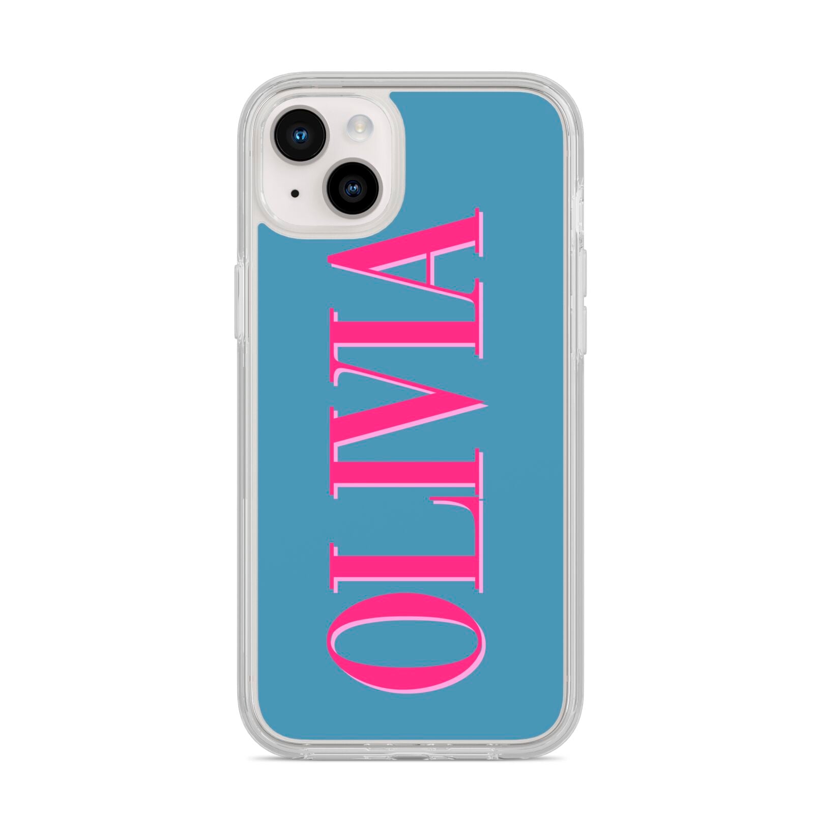 Grey Pink Personalised Name iPhone 14 Plus Clear Tough Case Starlight