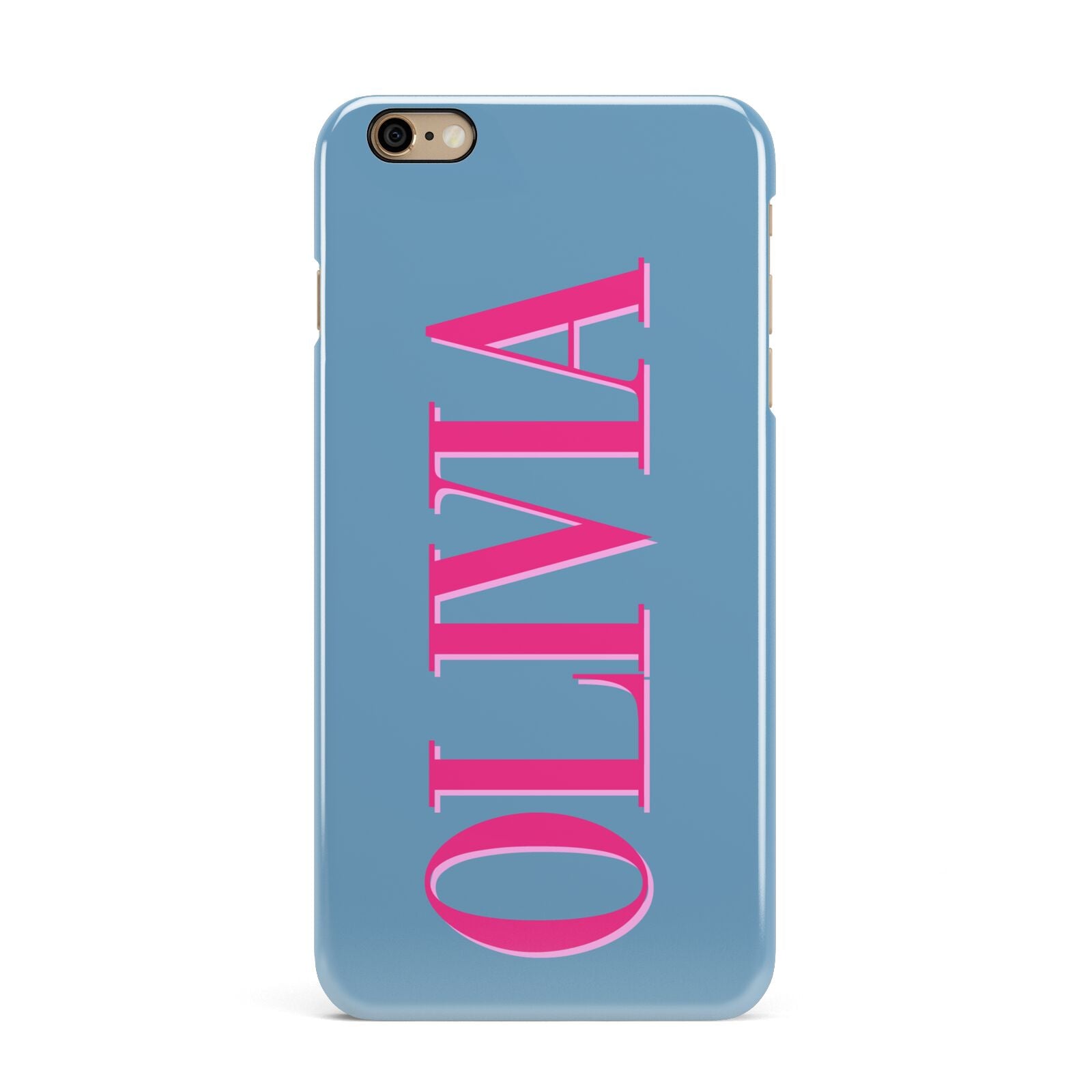 Grey Pink Personalised Name iPhone 6 Plus 3D Snap Case on Gold Phone