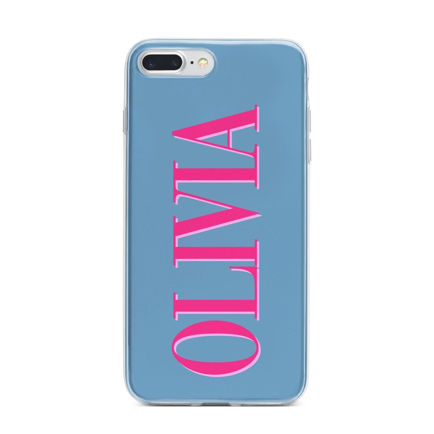 Grey Pink Personalised Name iPhone 7 Plus Bumper Case on Silver iPhone