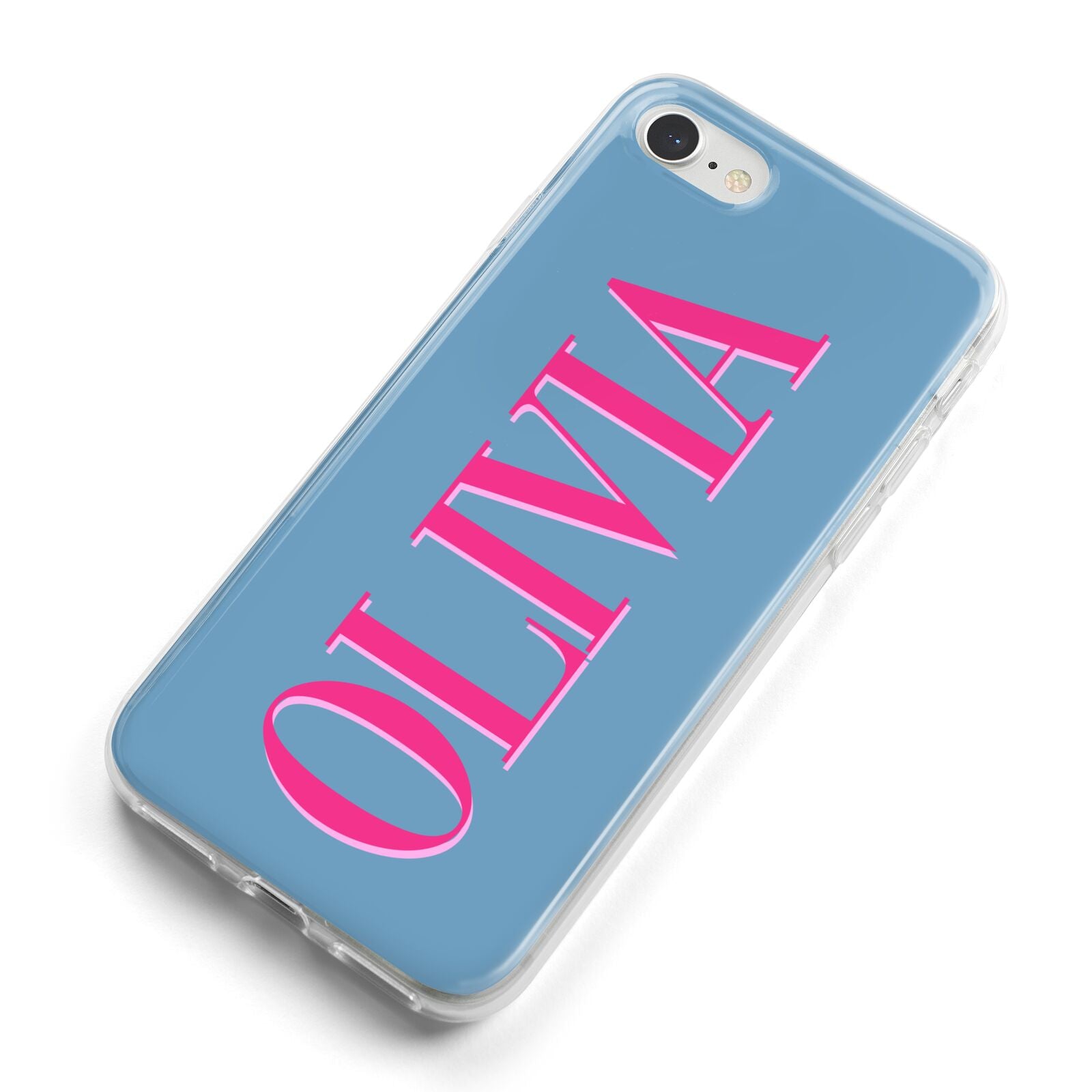 Grey Pink Personalised Name iPhone 8 Bumper Case on Silver iPhone Alternative Image