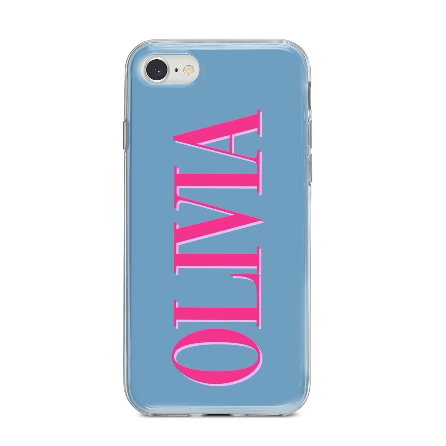 Grey Pink Personalised Name iPhone 8 Bumper Case on Silver iPhone