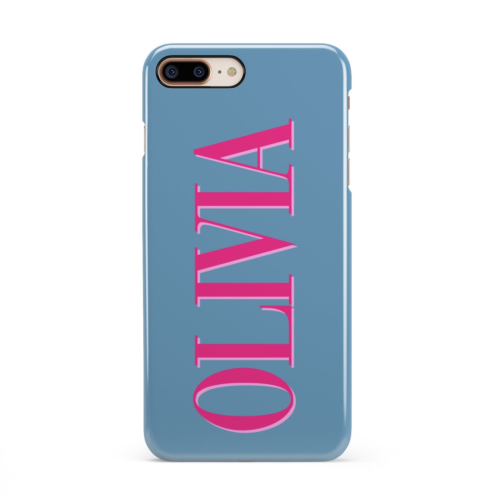 Grey Pink Personalised Name iPhone 8 Plus 3D Snap Case on Gold Phone