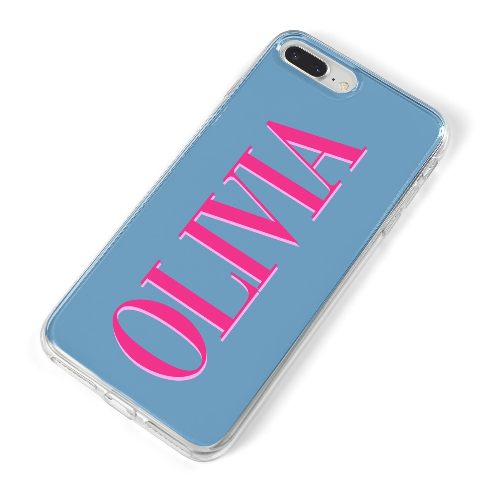 Grey Pink Personalised Name iPhone 8 Plus Bumper Case on Silver iPhone Alternative Image