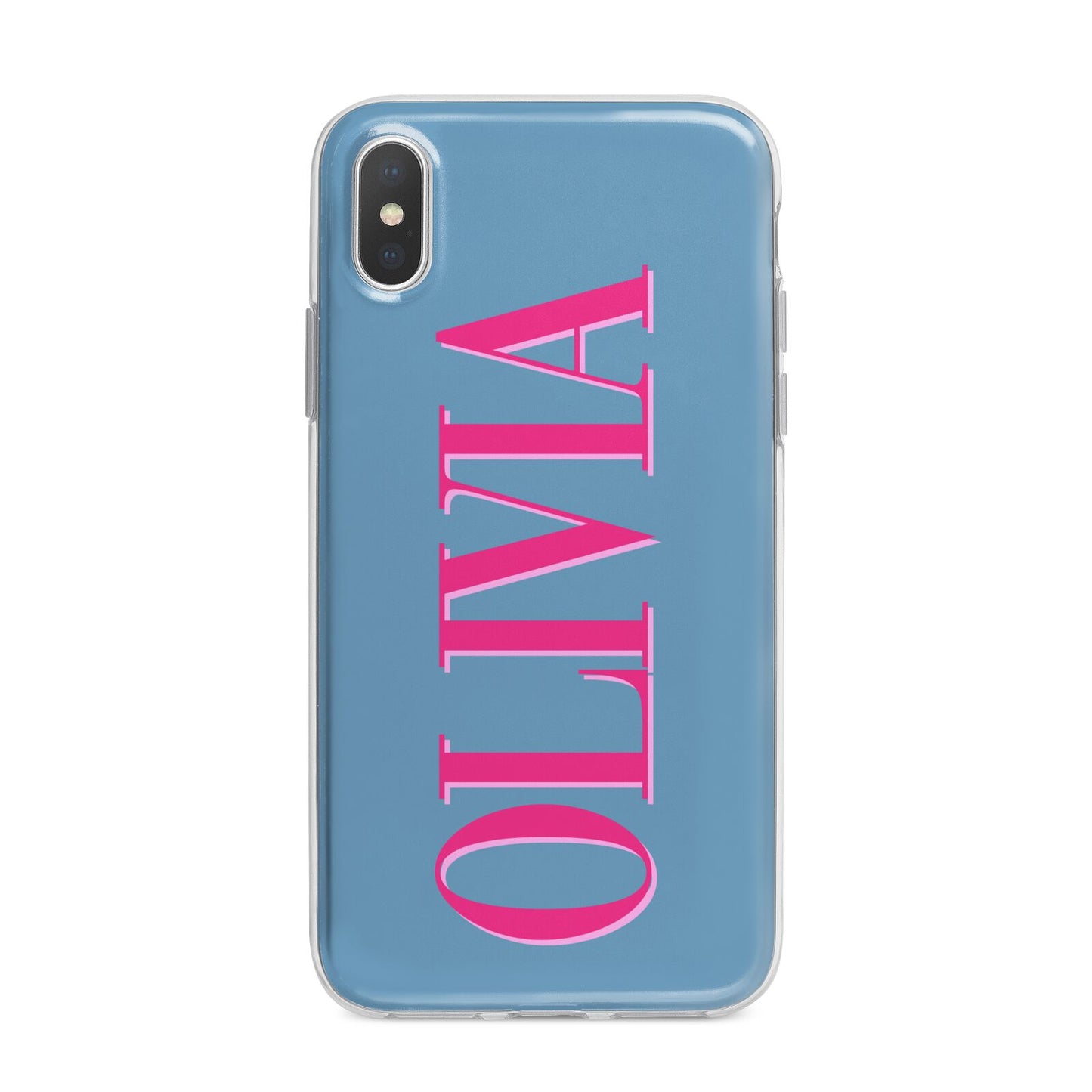 Grey Pink Personalised Name iPhone X Bumper Case on Silver iPhone Alternative Image 1