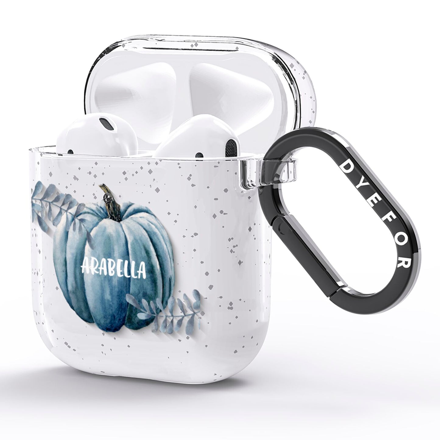 Grey Pumpkin AirPods Glitter Case Side Image