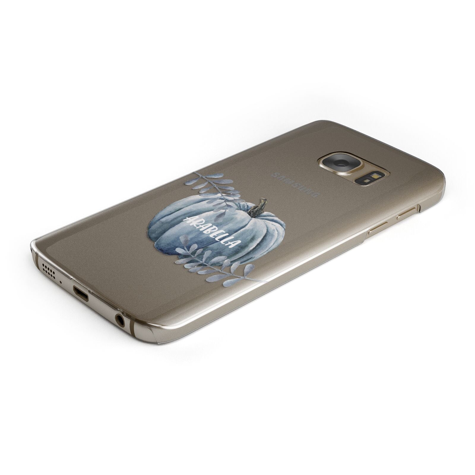 Grey Pumpkin Protective Samsung Galaxy Case Angled Image