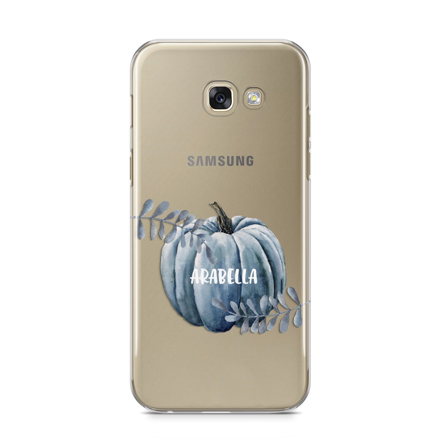 Grey Pumpkin Samsung Galaxy A5 2017 Case on gold phone