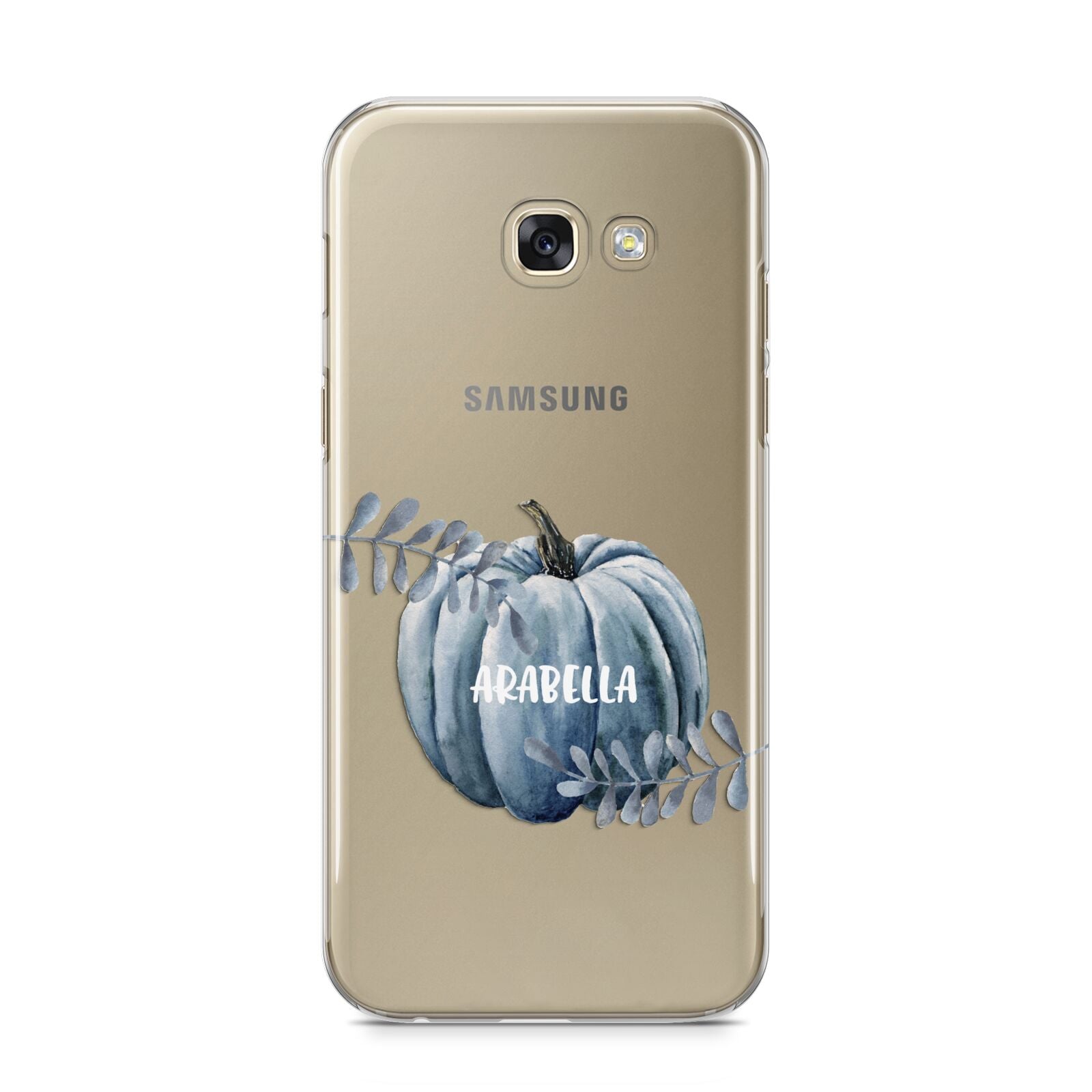 Grey Pumpkin Samsung Galaxy A5 2017 Case on gold phone