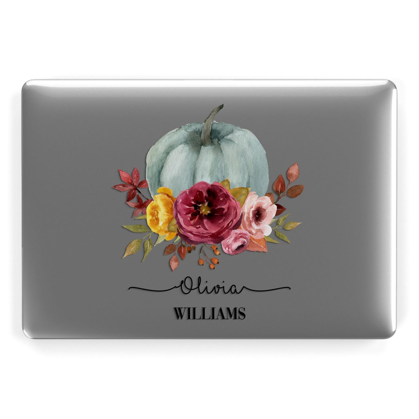 Grey Watercolour Pumpkins with Text Apple MacBook Case