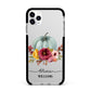 Grey Watercolour Pumpkins with Text Apple iPhone 11 Pro Max in Silver with Black Impact Case