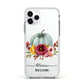 Grey Watercolour Pumpkins with Text Apple iPhone 11 Pro in Silver with White Impact Case