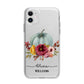 Grey Watercolour Pumpkins with Text Apple iPhone 11 in White with Bumper Case