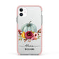 Grey Watercolour Pumpkins with Text Apple iPhone 11 in White with Pink Impact Case