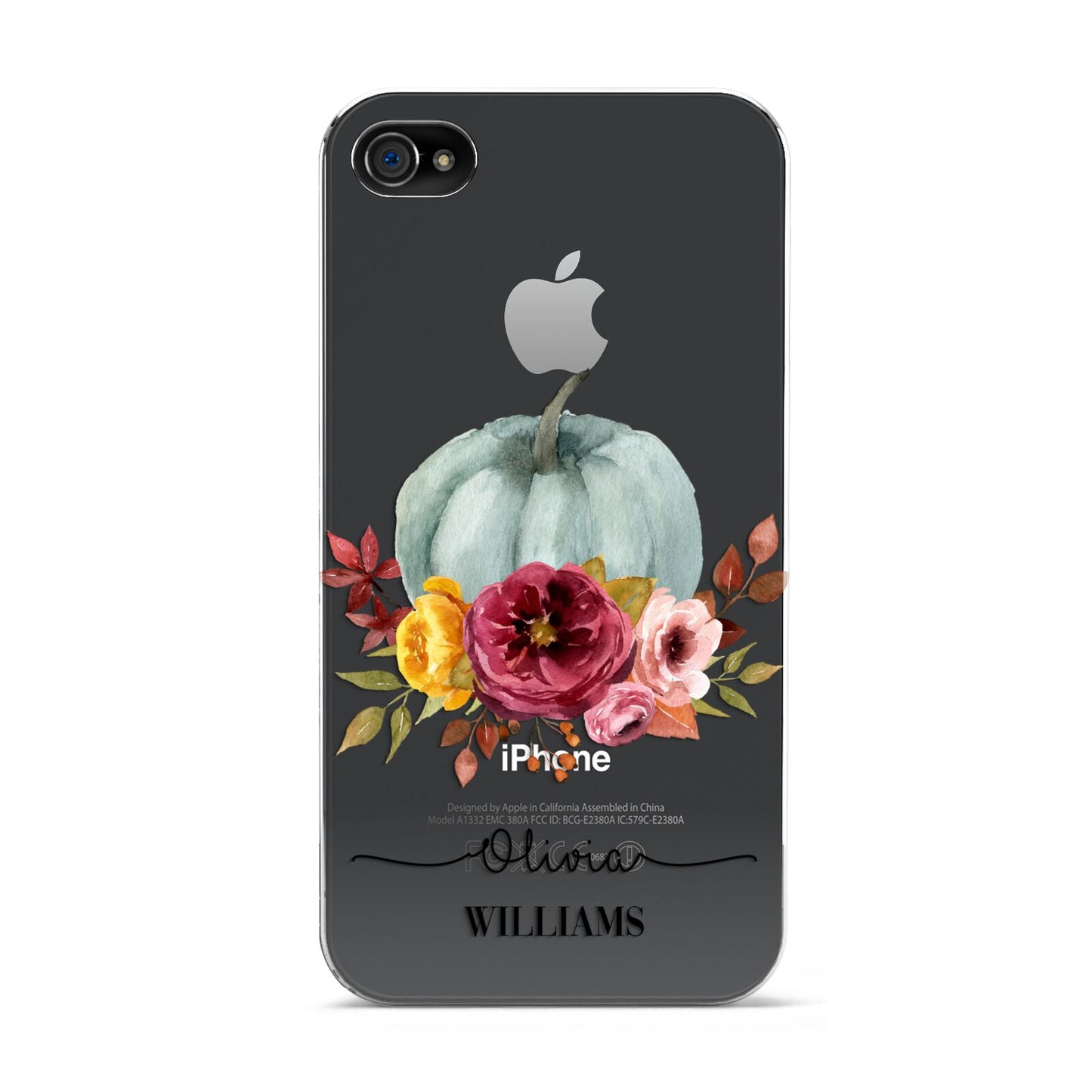 Grey Watercolour Pumpkins with Text Apple iPhone 4s Case