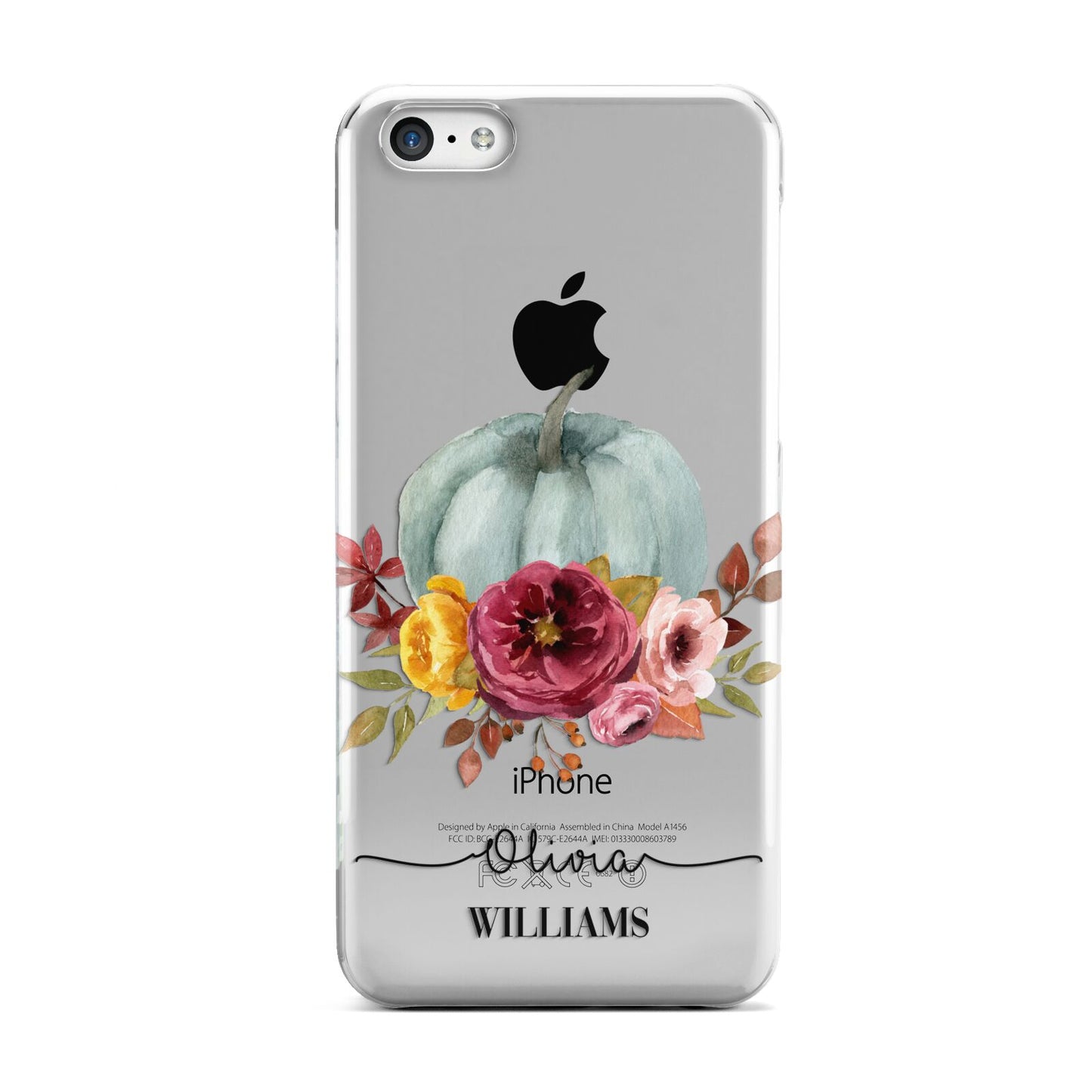 Grey Watercolour Pumpkins with Text Apple iPhone 5c Case