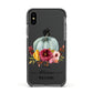 Grey Watercolour Pumpkins with Text Apple iPhone Xs Impact Case Black Edge on Black Phone