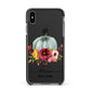 Grey Watercolour Pumpkins with Text Apple iPhone Xs Max Impact Case Black Edge on Black Phone