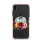 Grey Watercolour Pumpkins with Text Apple iPhone Xs Max Impact Case Pink Edge on Black Phone