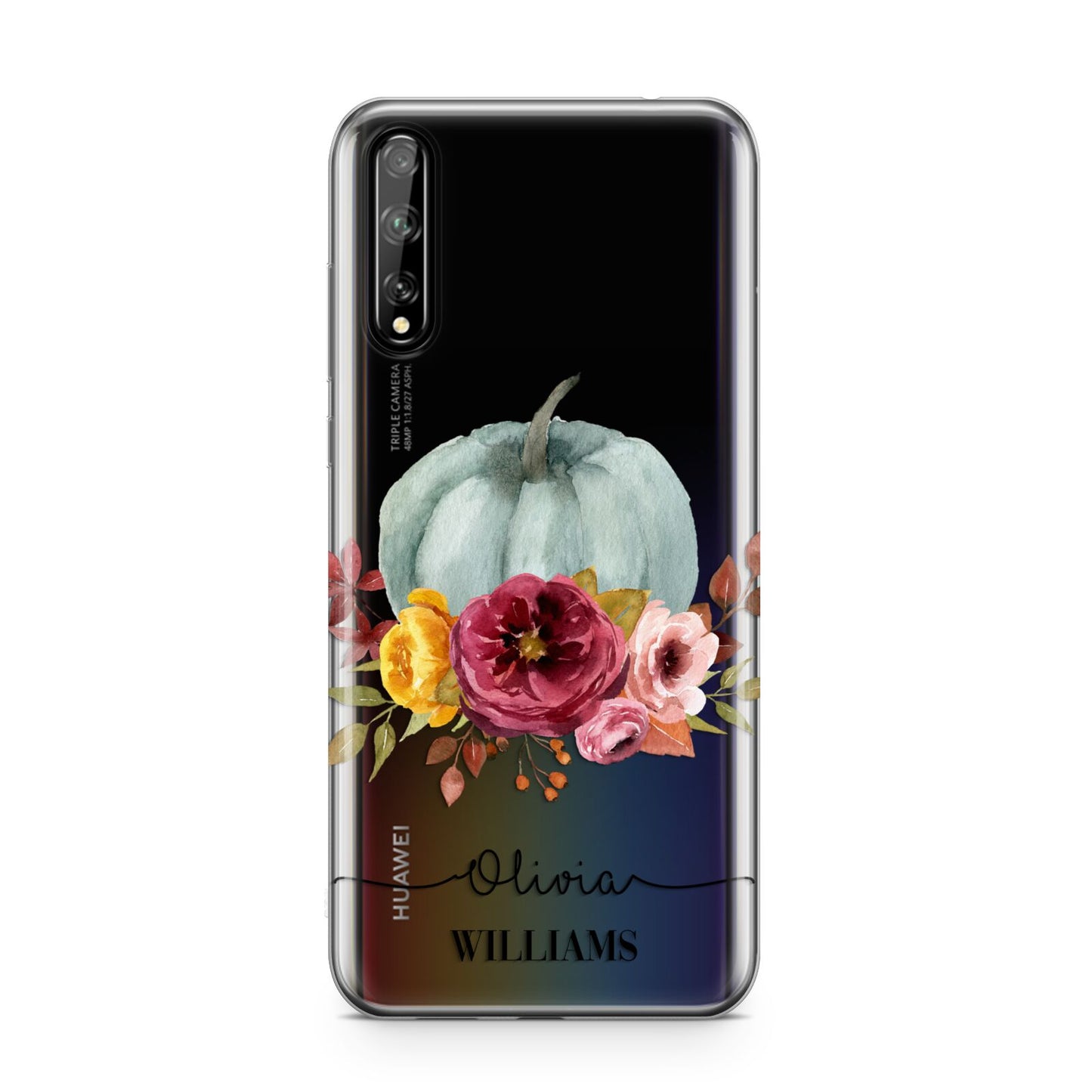 Grey Watercolour Pumpkins with Text Huawei Enjoy 10s Phone Case