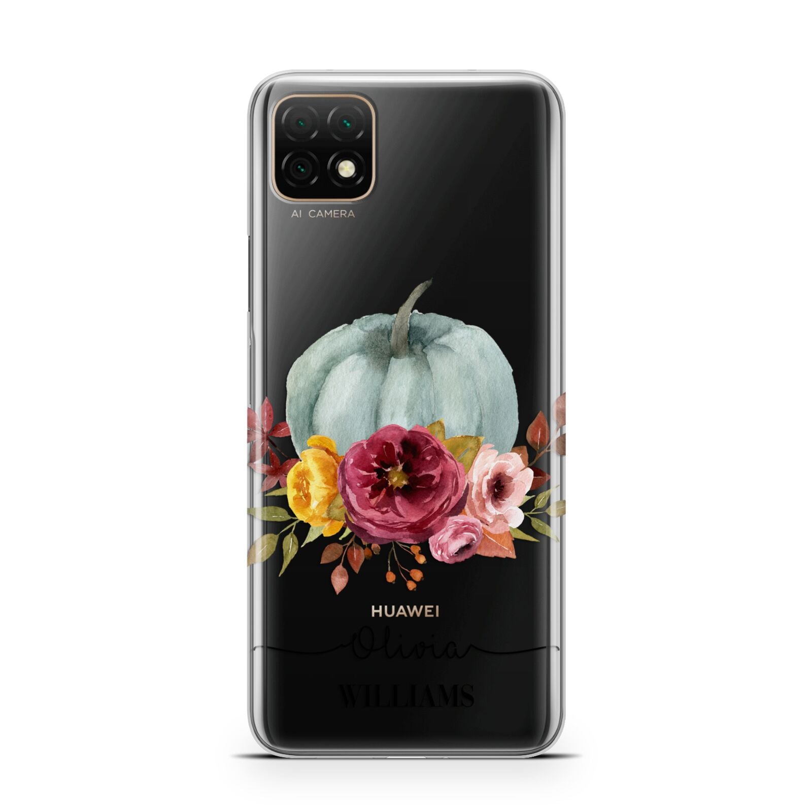 Grey Watercolour Pumpkins with Text Huawei Enjoy 20 Phone Case