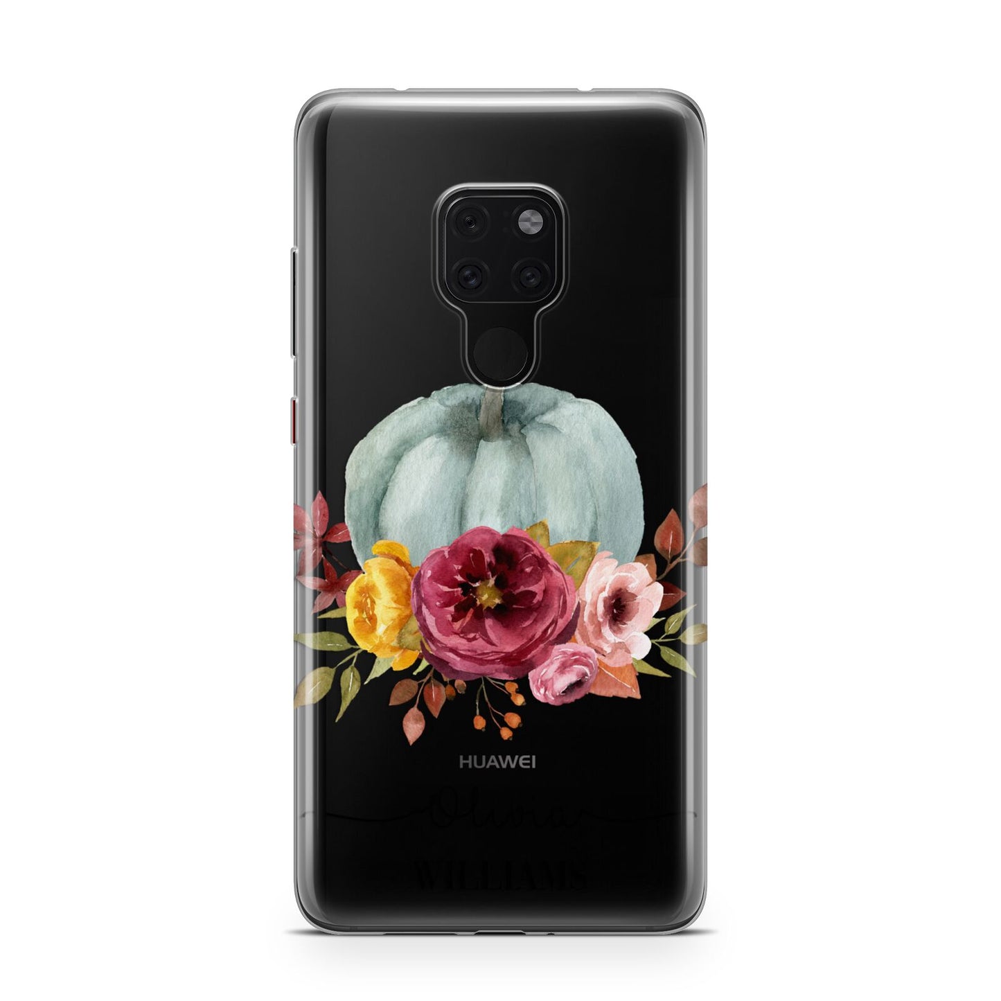 Grey Watercolour Pumpkins with Text Huawei Mate 20 Phone Case