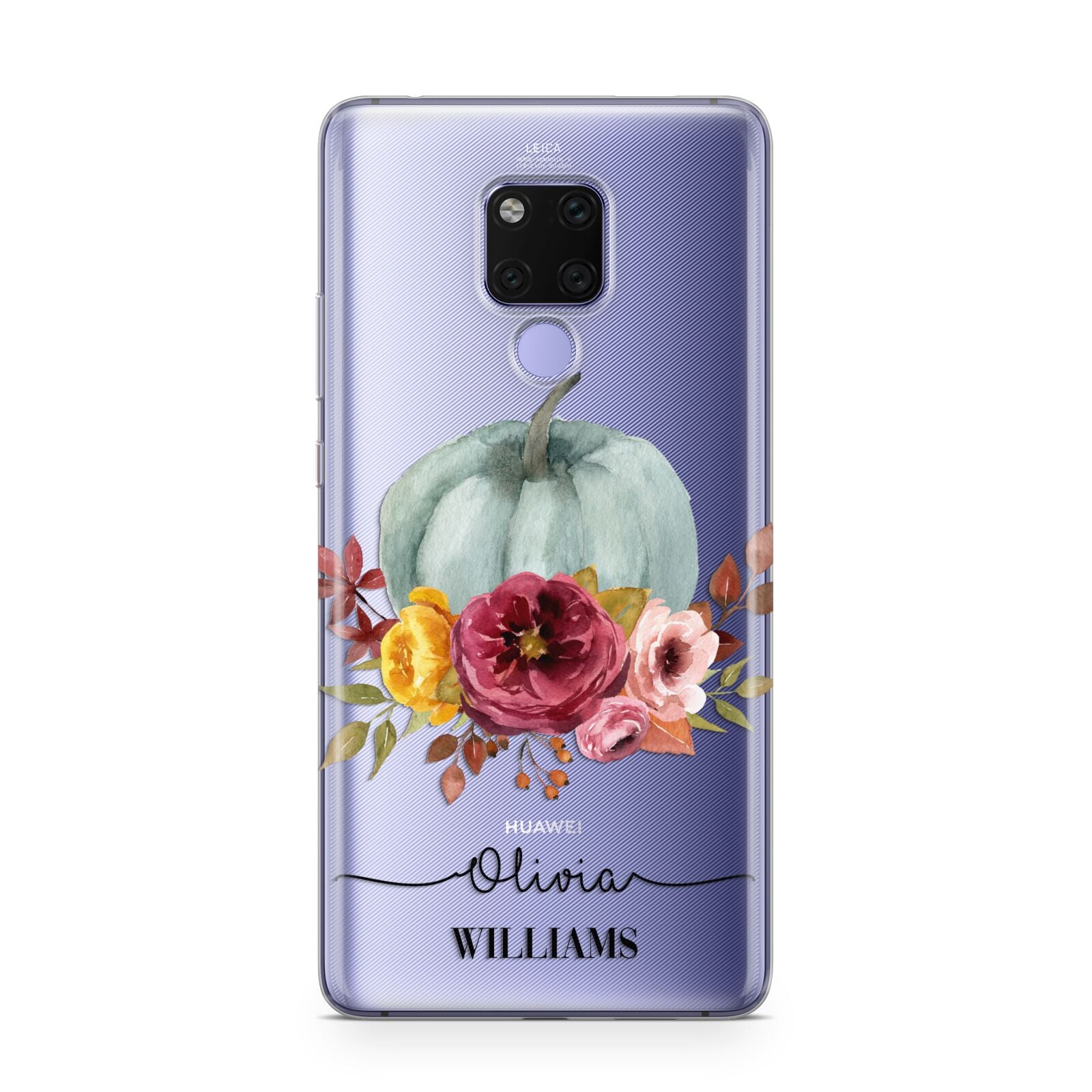 Grey Watercolour Pumpkins with Text Huawei Mate 20X Phone Case