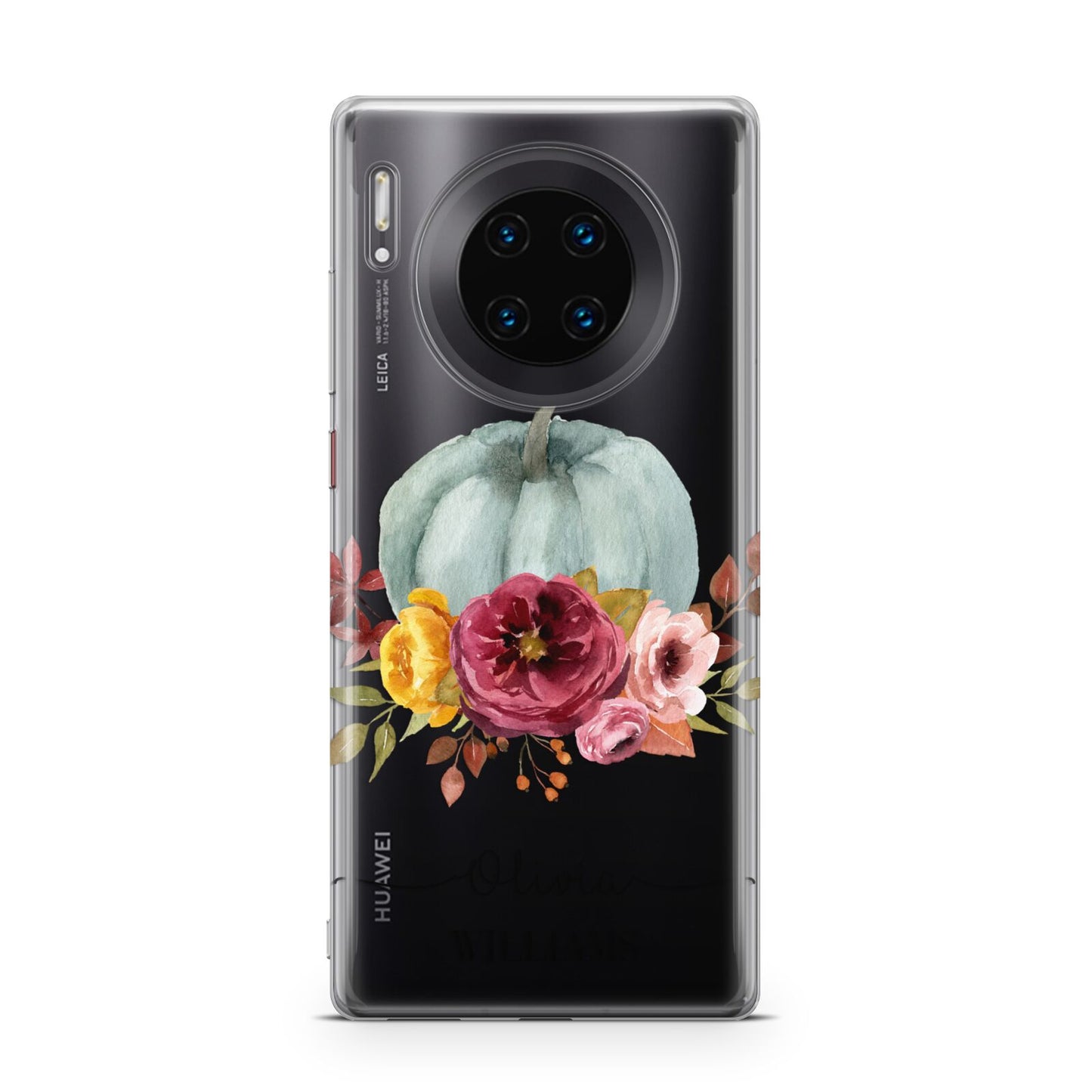 Grey Watercolour Pumpkins with Text Huawei Mate 30 Pro Phone Case