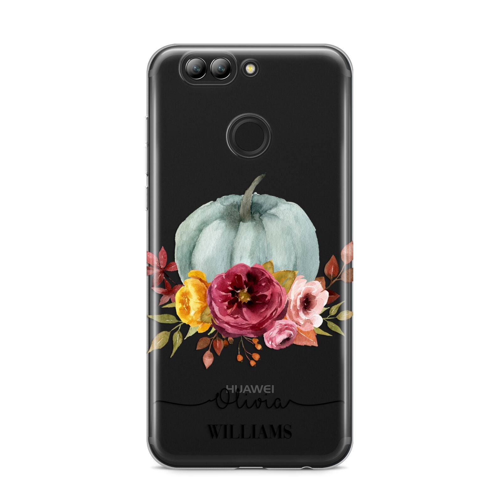 Grey Watercolour Pumpkins with Text Huawei Nova 2s Phone Case