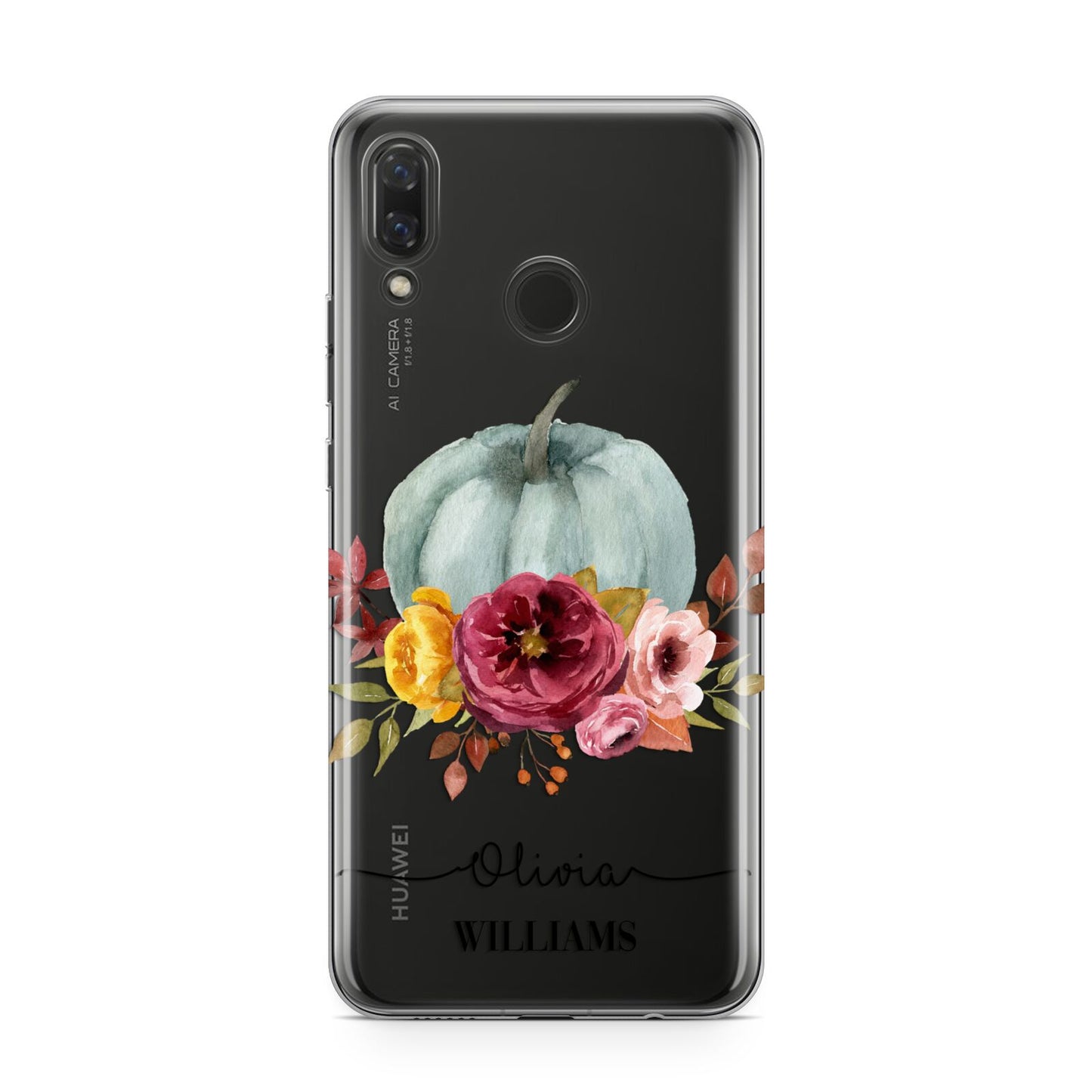 Grey Watercolour Pumpkins with Text Huawei Nova 3 Phone Case