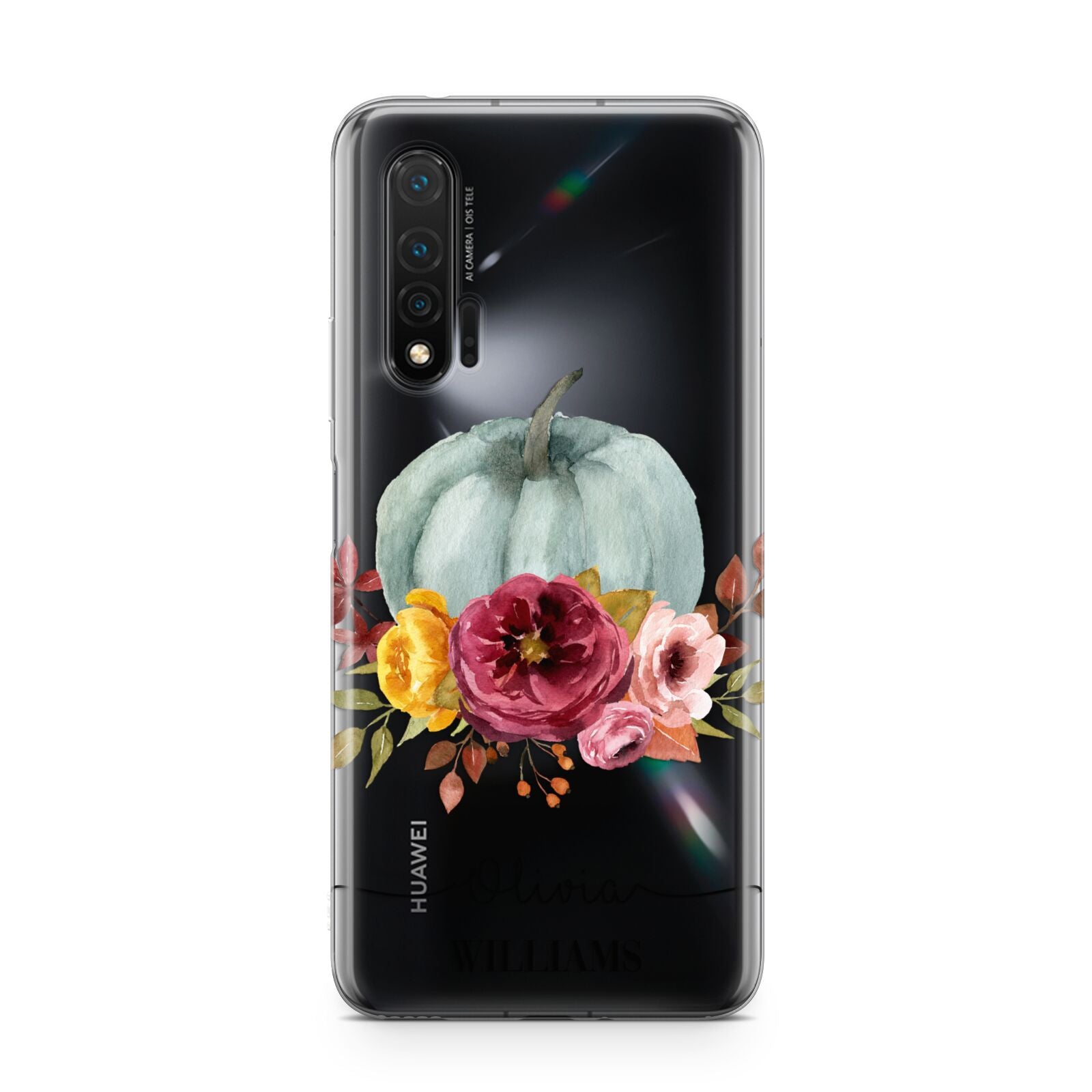 Grey Watercolour Pumpkins with Text Huawei Nova 6 Phone Case