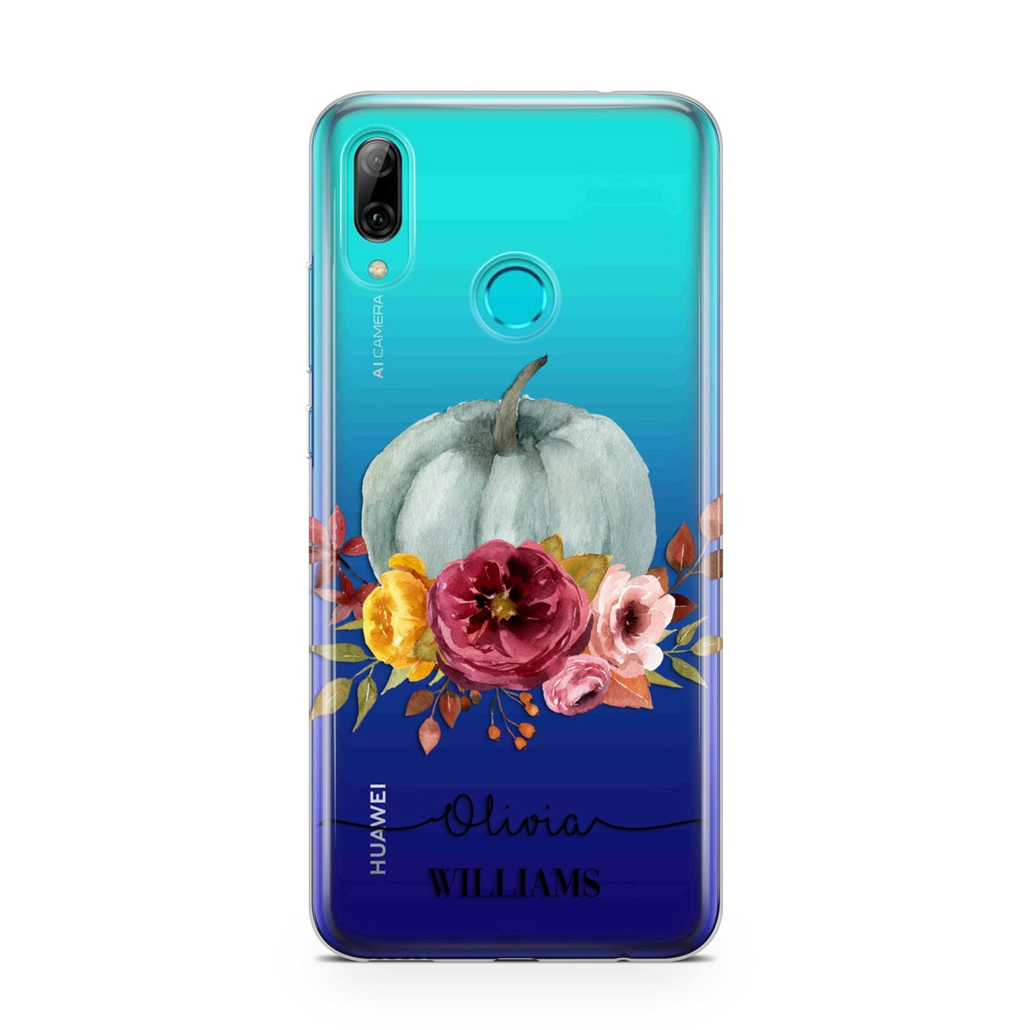 Grey Watercolour Pumpkins with Text Huawei P Smart 2019 Case