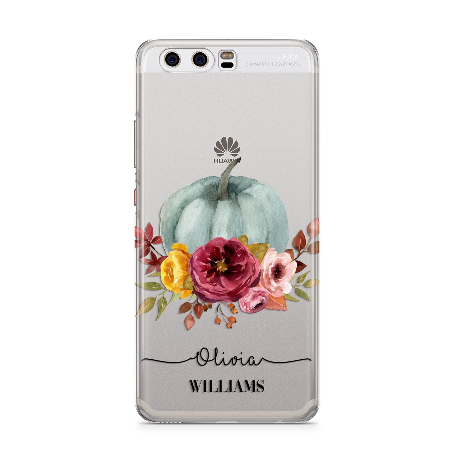 Grey Watercolour Pumpkins with Text Huawei P10 Phone Case