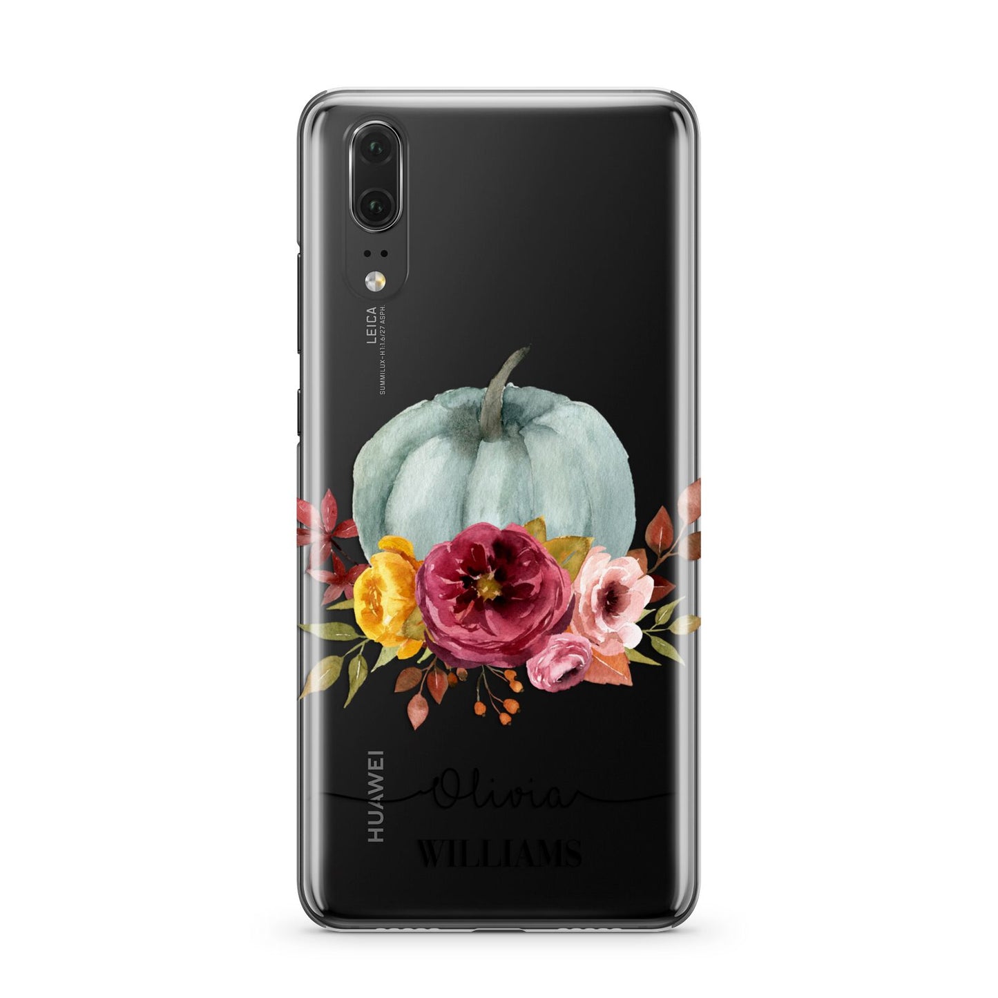 Grey Watercolour Pumpkins with Text Huawei P20 Phone Case