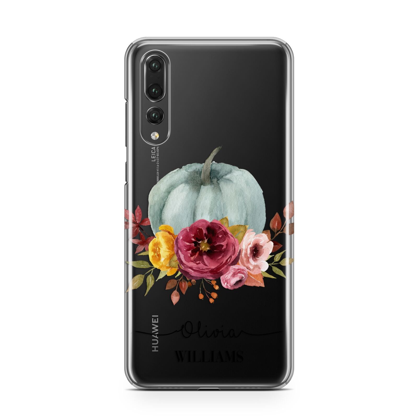 Grey Watercolour Pumpkins with Text Huawei P20 Pro Phone Case