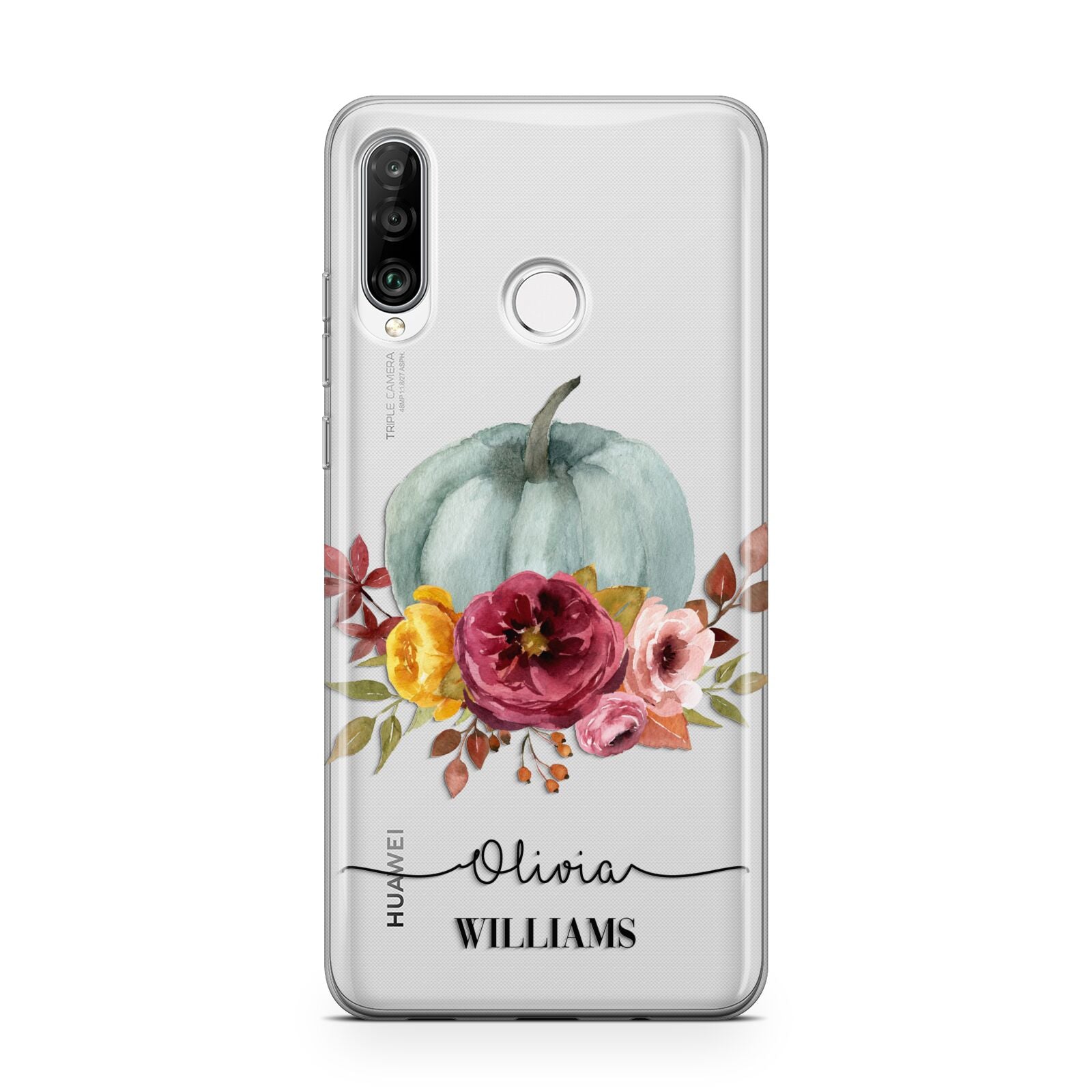 Grey Watercolour Pumpkins with Text Huawei P30 Lite Phone Case