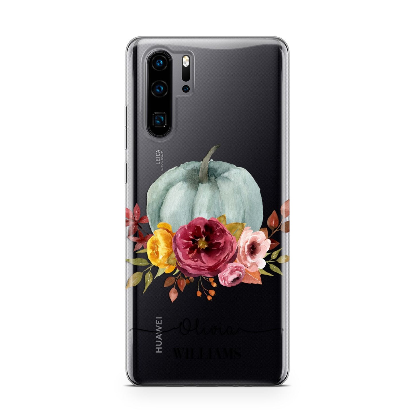 Grey Watercolour Pumpkins with Text Huawei P30 Pro Phone Case