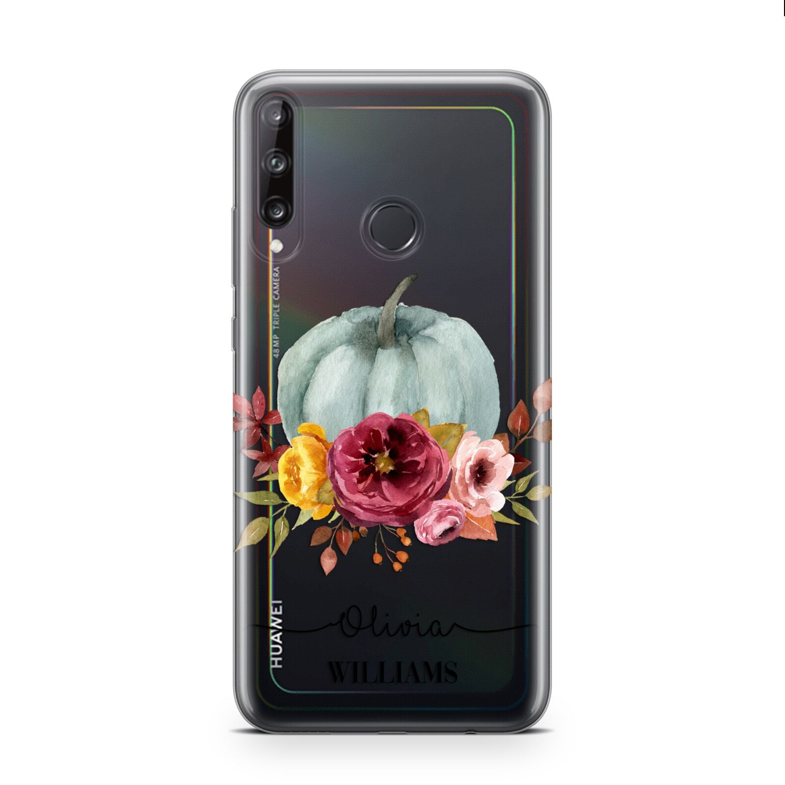 Grey Watercolour Pumpkins with Text Huawei P40 Lite E Phone Case