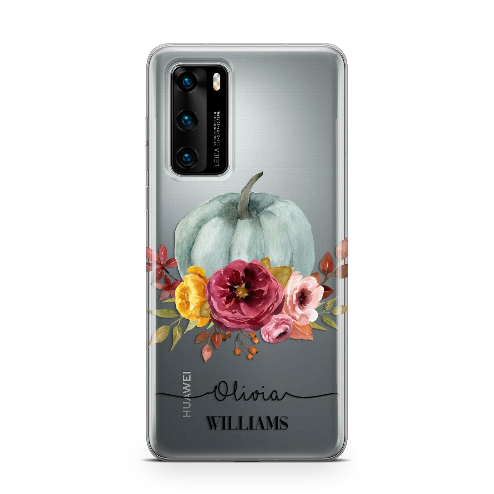 Grey Watercolour Pumpkins with Text Huawei P40 Phone Case