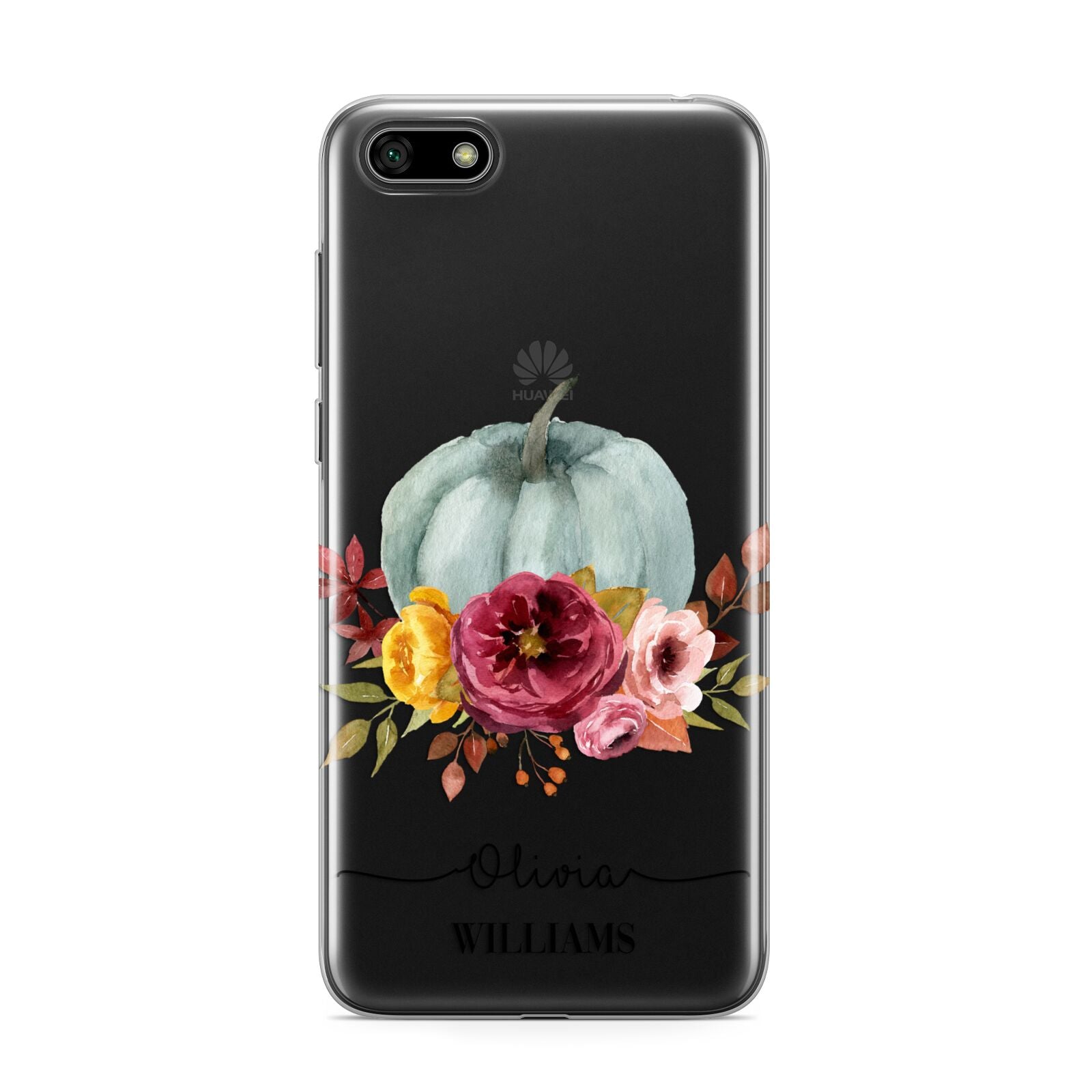 Grey Watercolour Pumpkins with Text Huawei Y5 Prime 2018 Phone Case